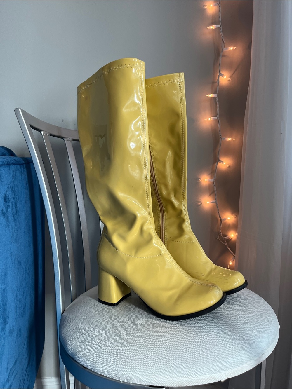 ellie yellow patent gogo boots size 8